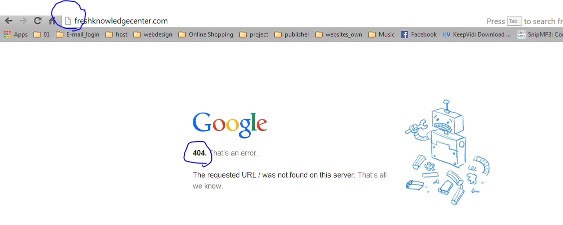 404 error on non www domain