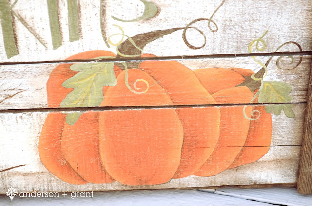 Handpainted pumpkin crate by Anderson + Grant | Mabey She Made It | #pumpkin #crate #autumn #fall #halloween