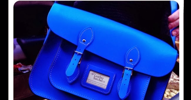 blue leather satchel