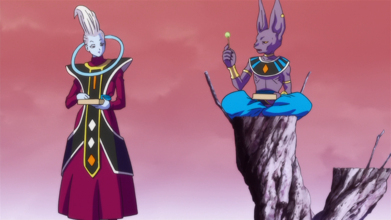 But first, Whis and Beerus enjoy some sushi from Earth. 