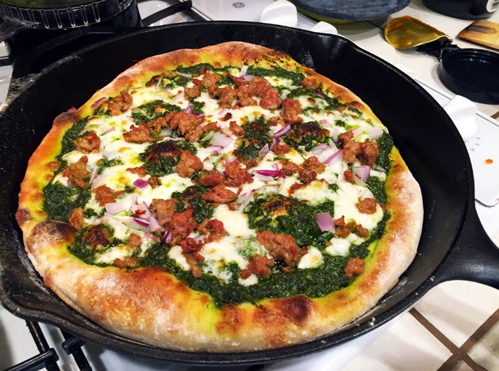 Wishful thinking: Cooking Light’s sausage and kale pesto pizza