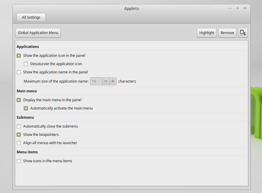 Global Menu Applet For Cinnamon Desktop `Global Application Menu`  Upd8 Ubuntu / Linux blog