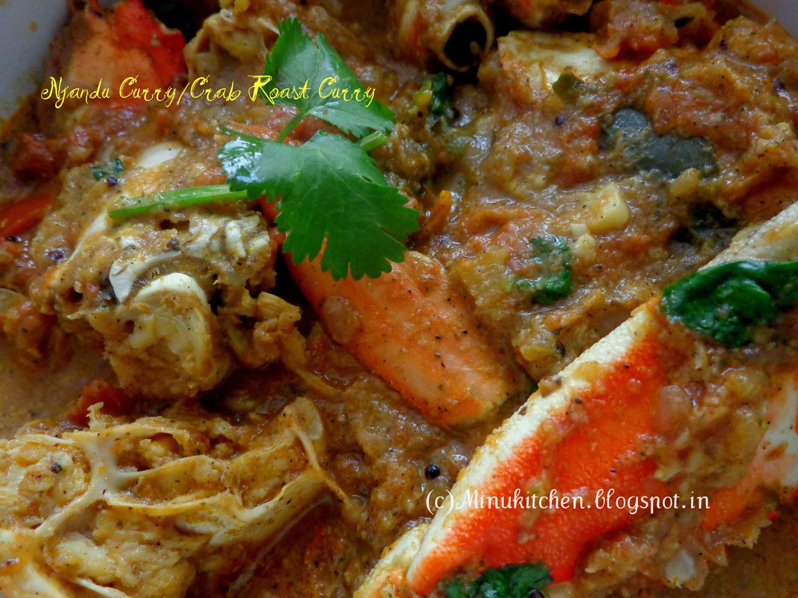 Njandu Curry / Crab Roast Curry Minu's Kitchen
