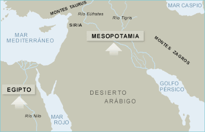 Mapa Egipto y Mesopotamia