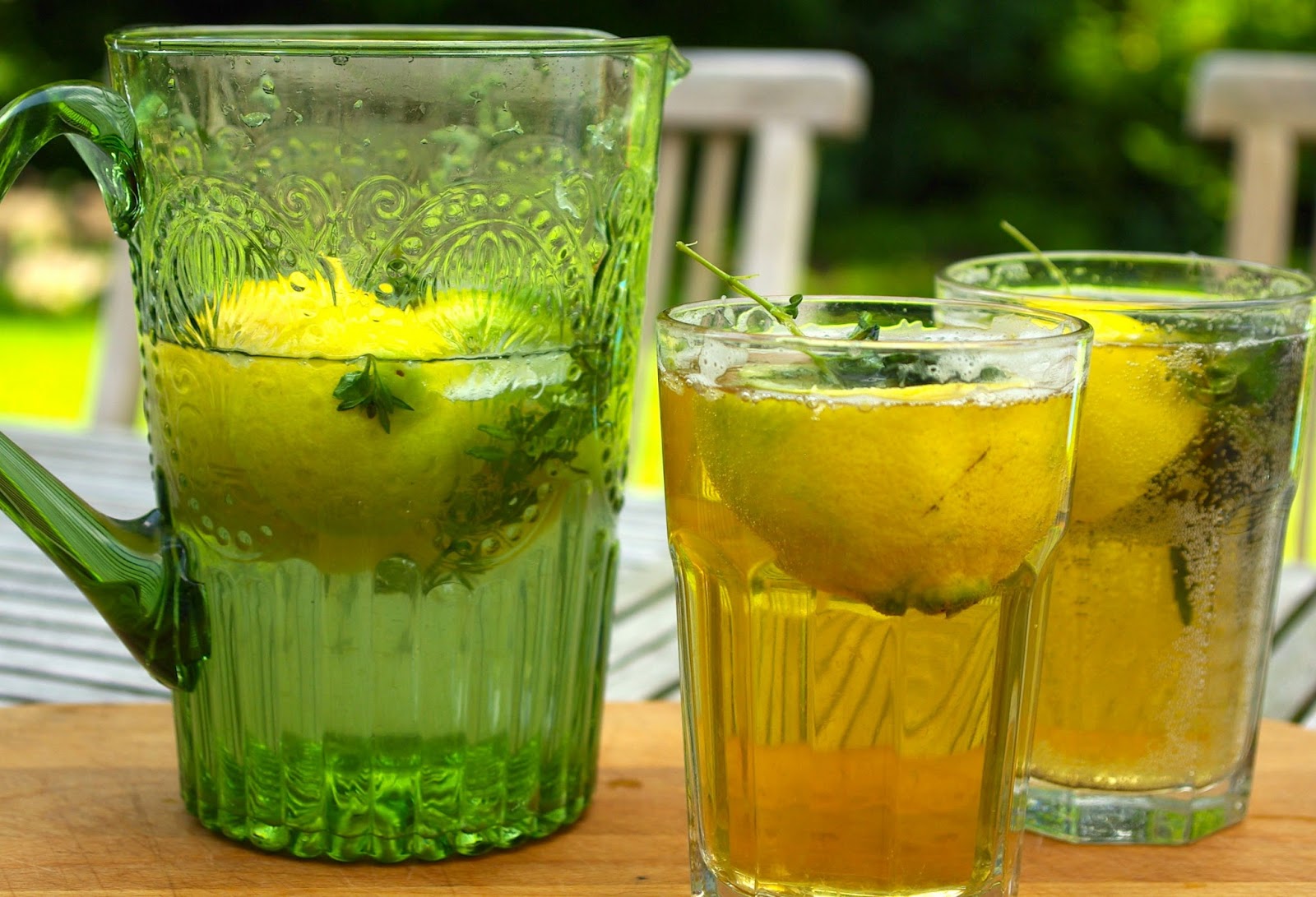 Homemade lemonade shandy with herbs Mrs Rachel Brady