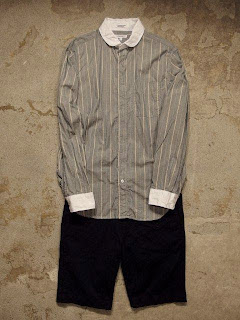 Engineered Garments Rounded Collar Shirt in Navy/Khaki St.Combo Spring/Summer 2015 SUNRISE MARKET