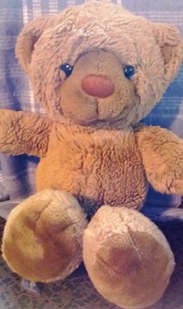 teddy bear with blue eyes