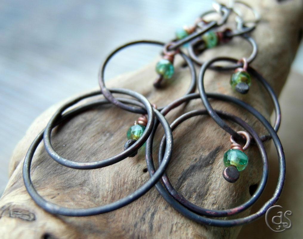 Earrings Everyday Green River Black Copper Hoops by Art and Soul Jewelry