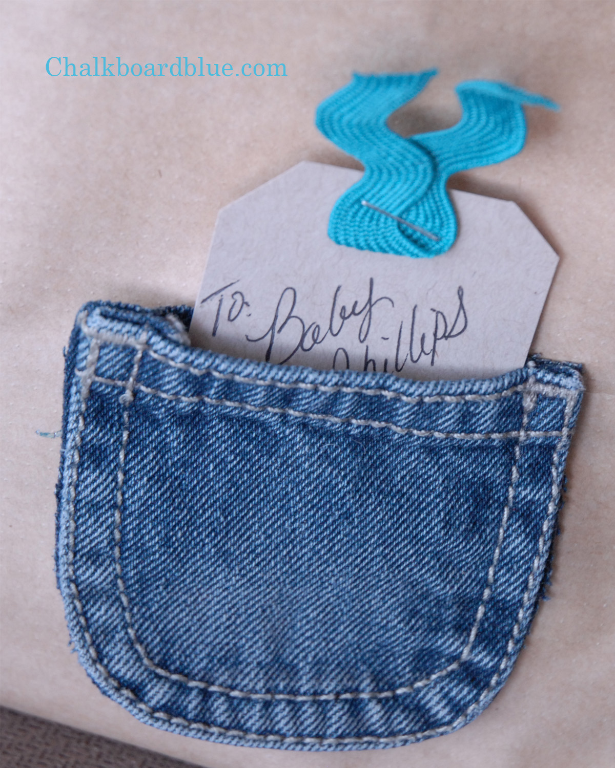 Chalkboard Blue Quick & Inexpensive Baby Gift Wrap Idea...