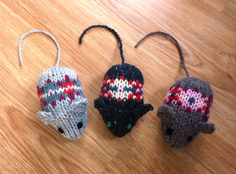 Yellow, Pink and Sparkly Fair Isle Mice pattern