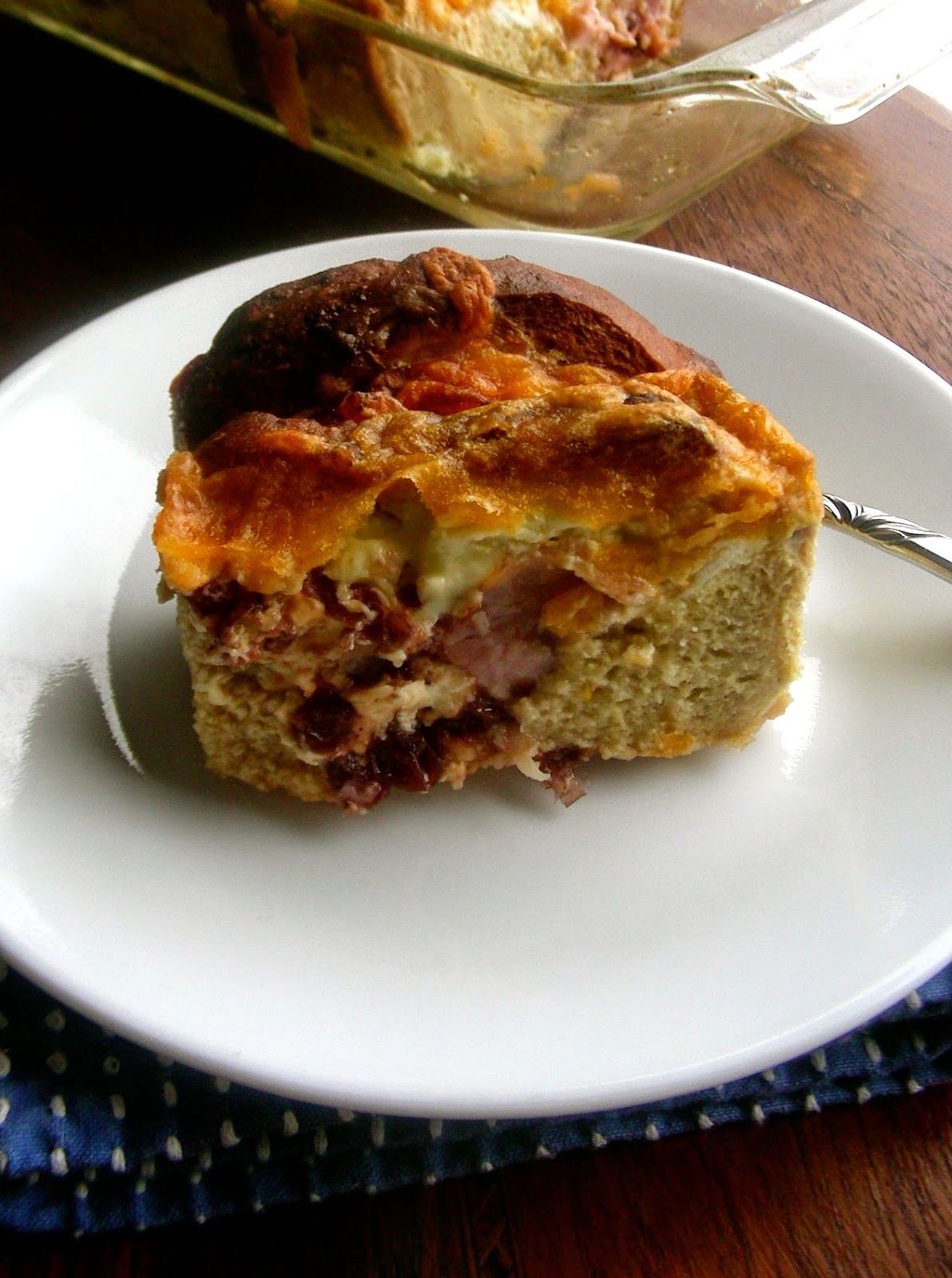 Breakfast Casserole with Ham, Brie and Lingonberries and Swedish Rye