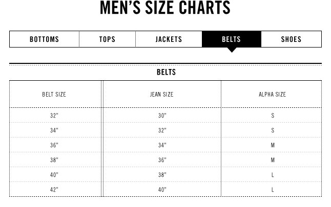 Size Chart For Levi S