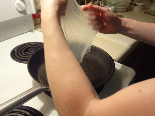 pulling rice paper out of hot water