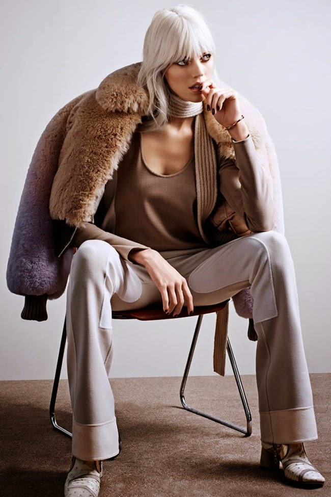 Harper's Bazaar July 2014, Devon Windsor Marc Jacobs 2014 AW Color Degrade Fox Cropped Bomber Jacket Editorials