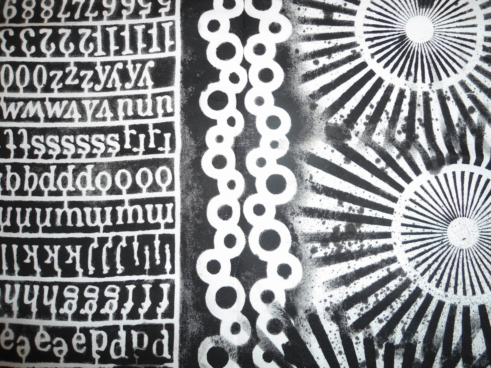Portland Art Collective Black and White Fabric Painting