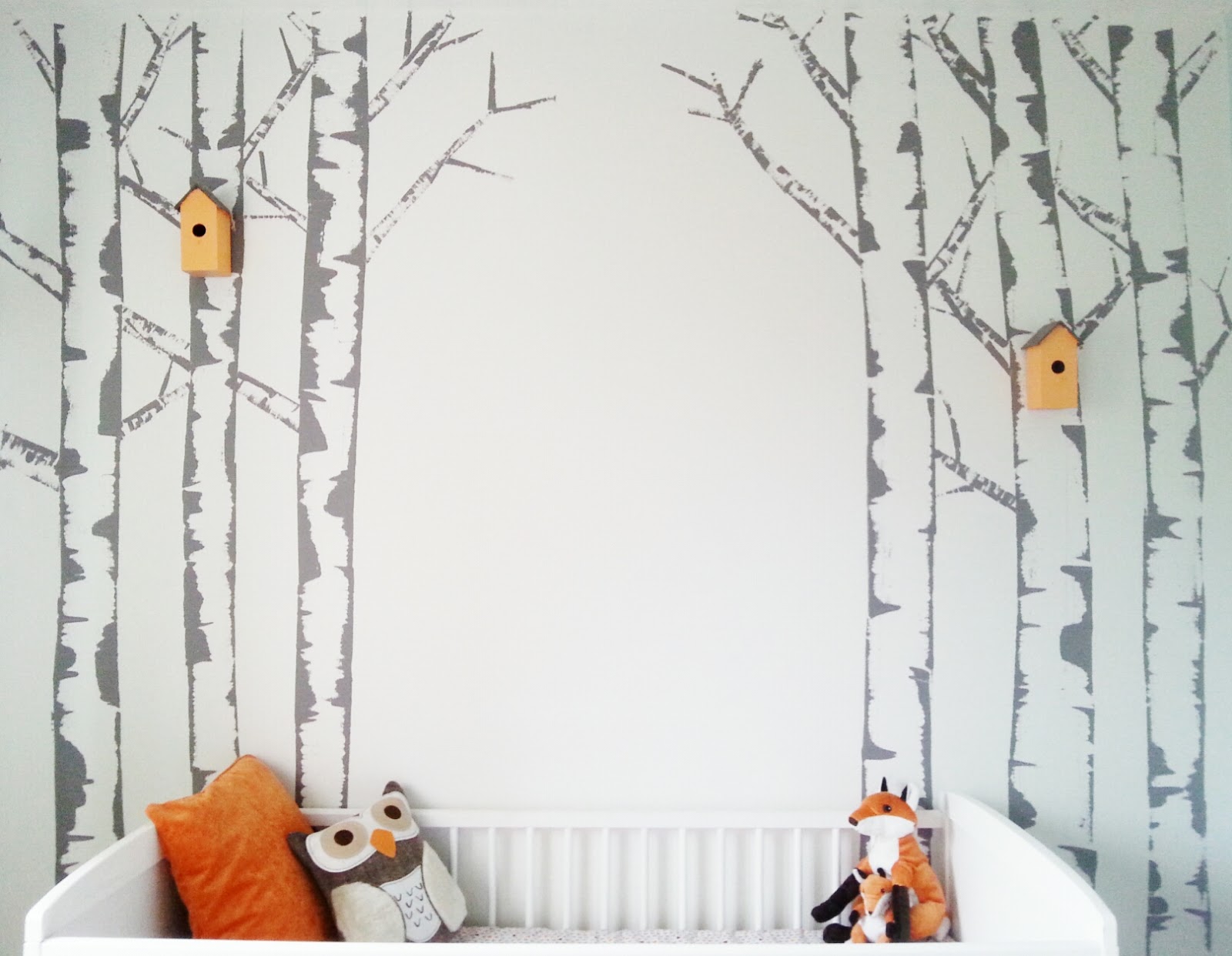 If You Go Down To The Wood S Today Make Do And Diy Diy Birch Tree Painted Mural Feature Wall Nursery Kids Room