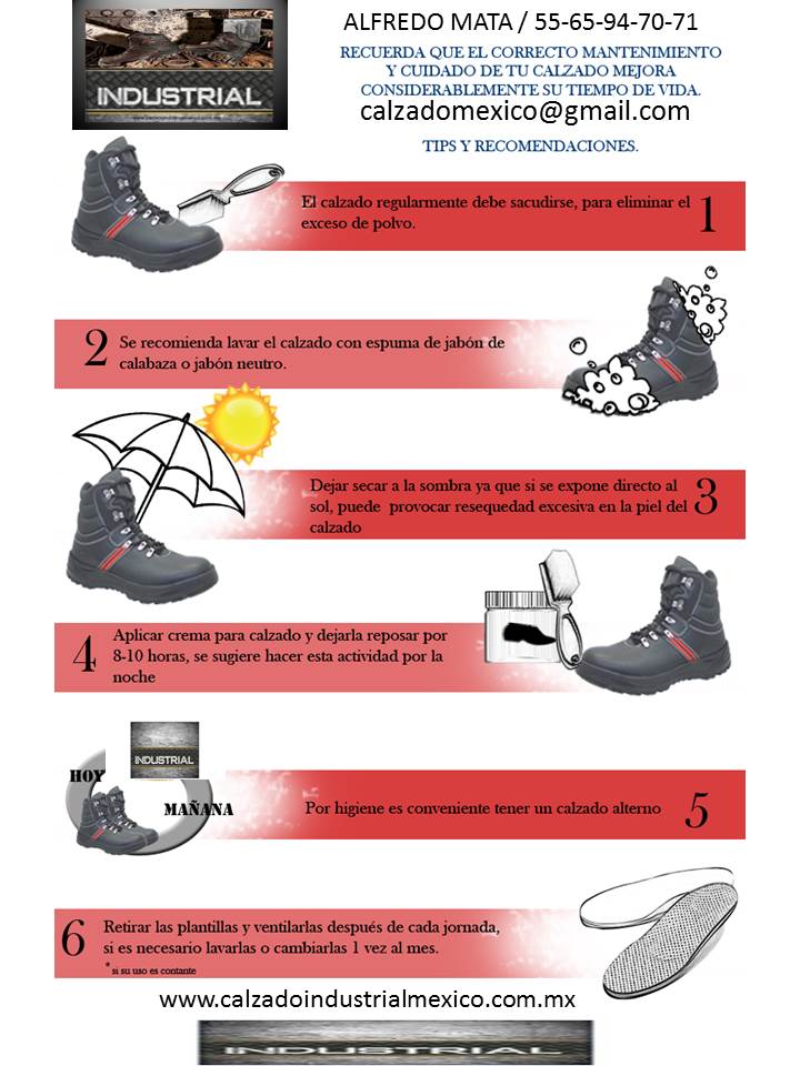 CALZADO INDUSTRIAL : 10) MANTENIMIENTO OPTIMO DE SU CALZADO