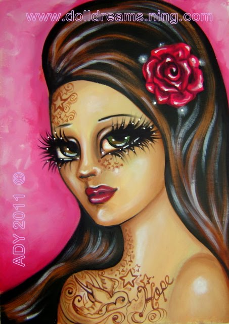 tattoo lady acrylics on canson paper Posted by Doll dreams by Ady Almanza 