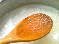 tapioca pearls cooking in pot
