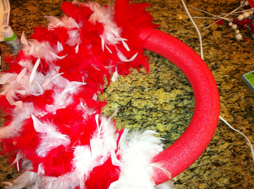 Christmas How to make a Feather Boa Wreath stepbystep