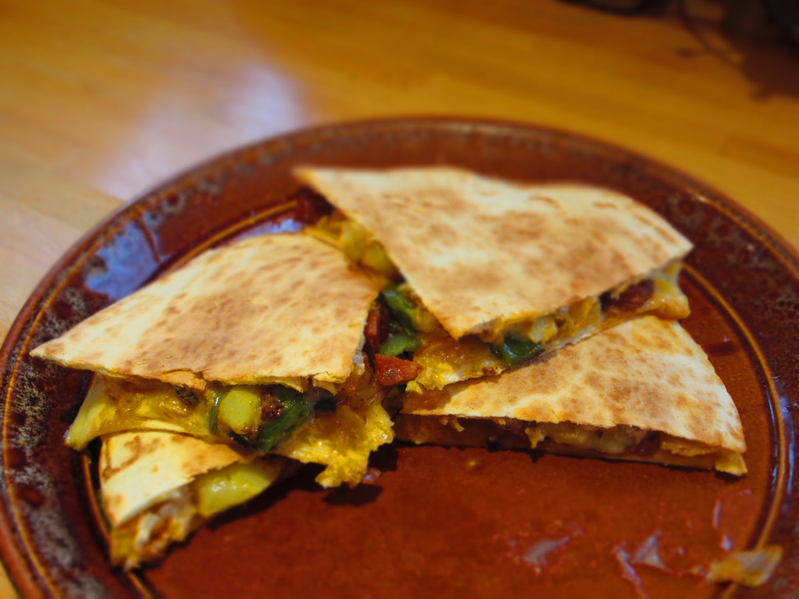 Busy Eating Chorizo and Potato Quesadillas