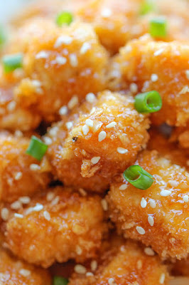 breaded sesame chicken with honey sauce