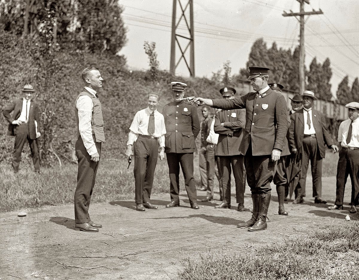 Dangerous job Testing of new bulletproof vests, 1923 vintage everyday