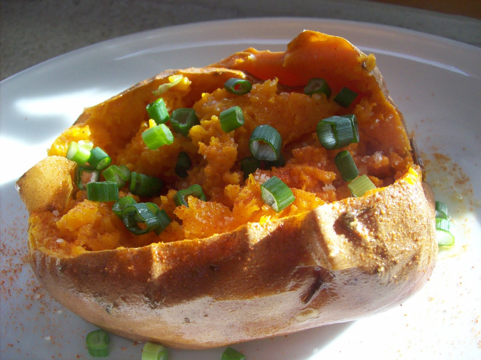 red or green?: spicy baked sweet potatoes