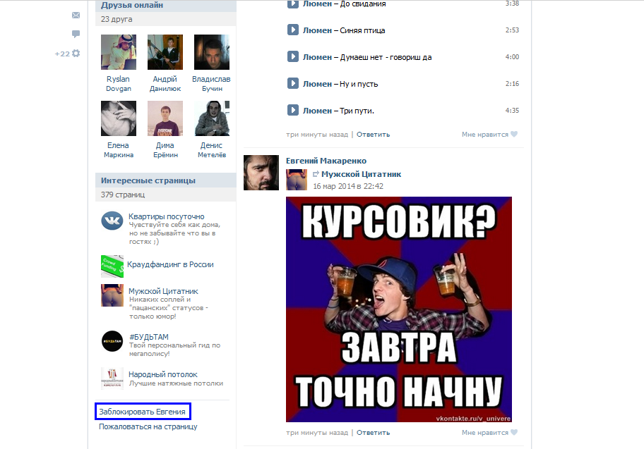 Внизу, в левой колонке