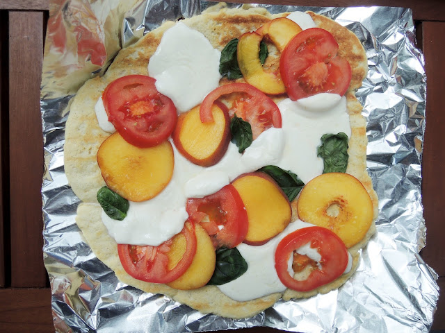 Grilled Peach Caprese Pizza