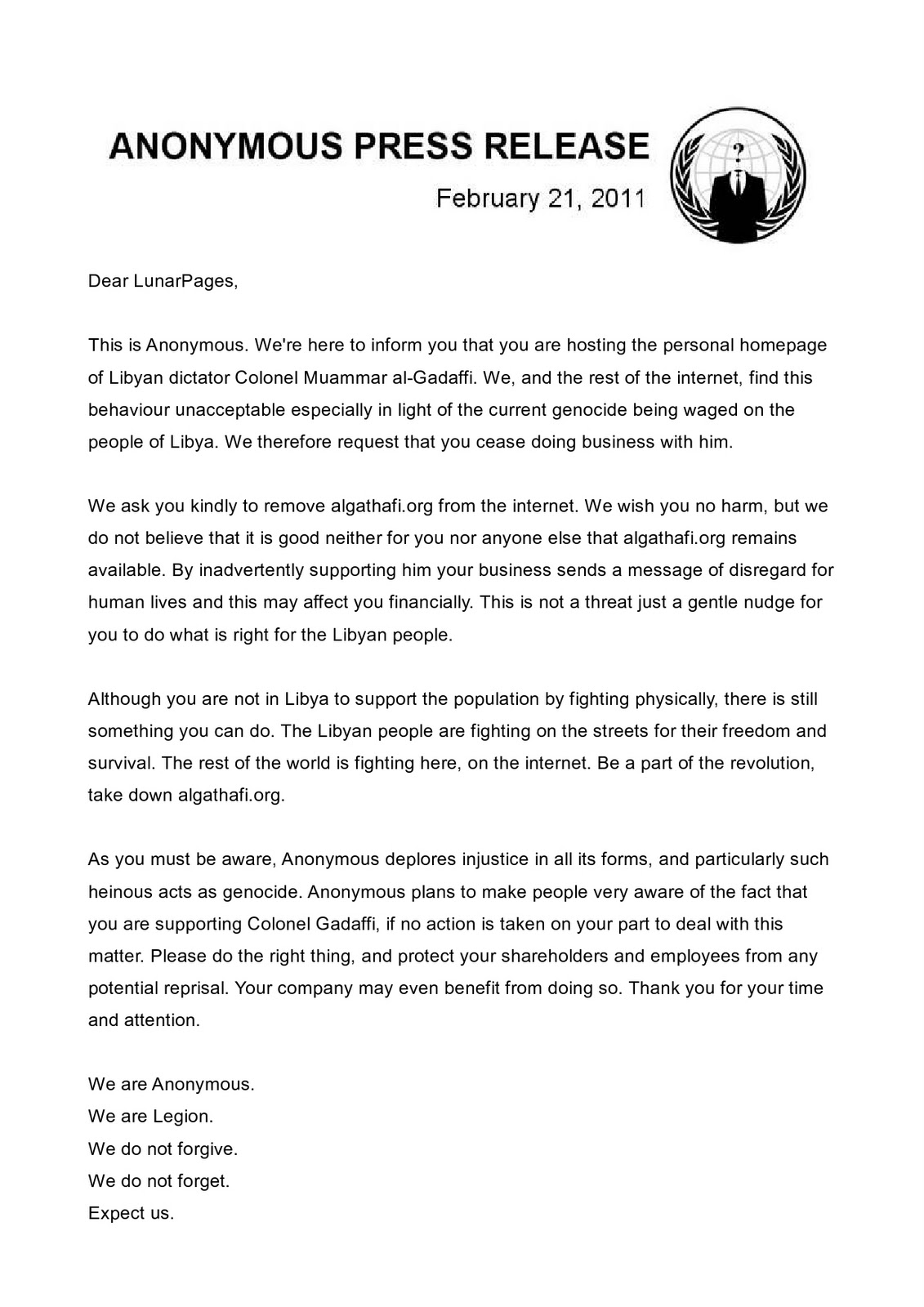 Hacker Message