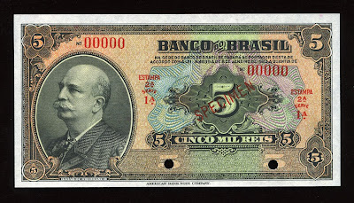 World Paper Money currency Brazil banknotes bill Mil Reis Real