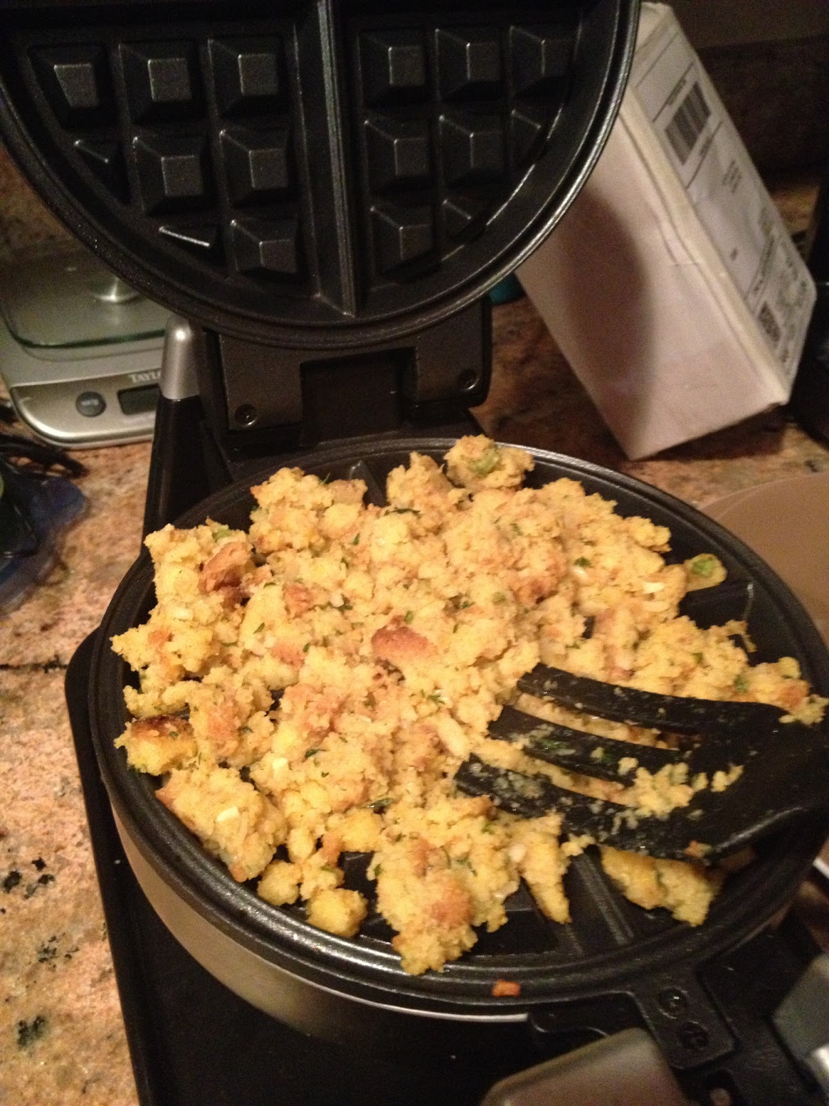 Sandy's Little Corner... Thanksgiving over stuffing waffles!