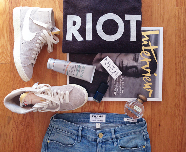 Fashion over reason fall weekend essentials, Nike blazers, Suburban Riot sweater, Frame Denim jeans, Replenix sunscreen, Interview magazine, Phillip Lim for NARS nail polish, Tocca Giulietta perfume Fashion over reason fall weekend essentials, Nike blazers, Suburban Riot sweater, Frame Denim jeans, Replenix sunscreen, Interview magazine, Phillip Lim for NARS nail polish, Tocca Giulietta perfume