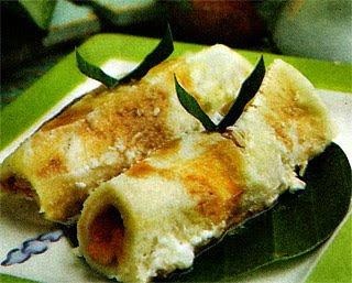  Sajikan masakan ringan anggun mangga dengan kuah areh selagi hangat Kue Mangga Kukus Siram Areh