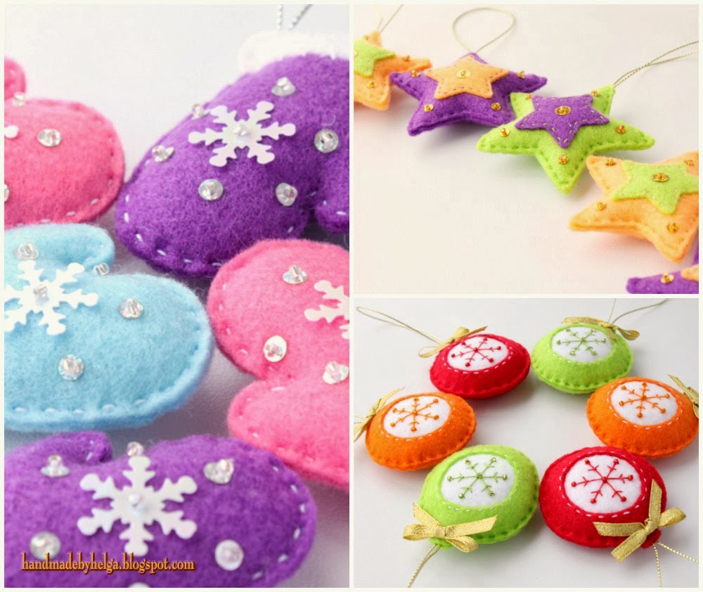 Handmade by Helga Felt Christmas tree Ornaments