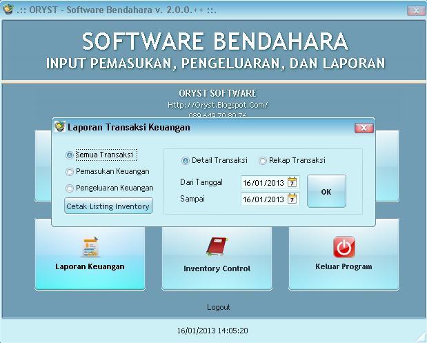 Software Bendahara v 2.0.0.5 ( Pemasukan dan Pengeluaran