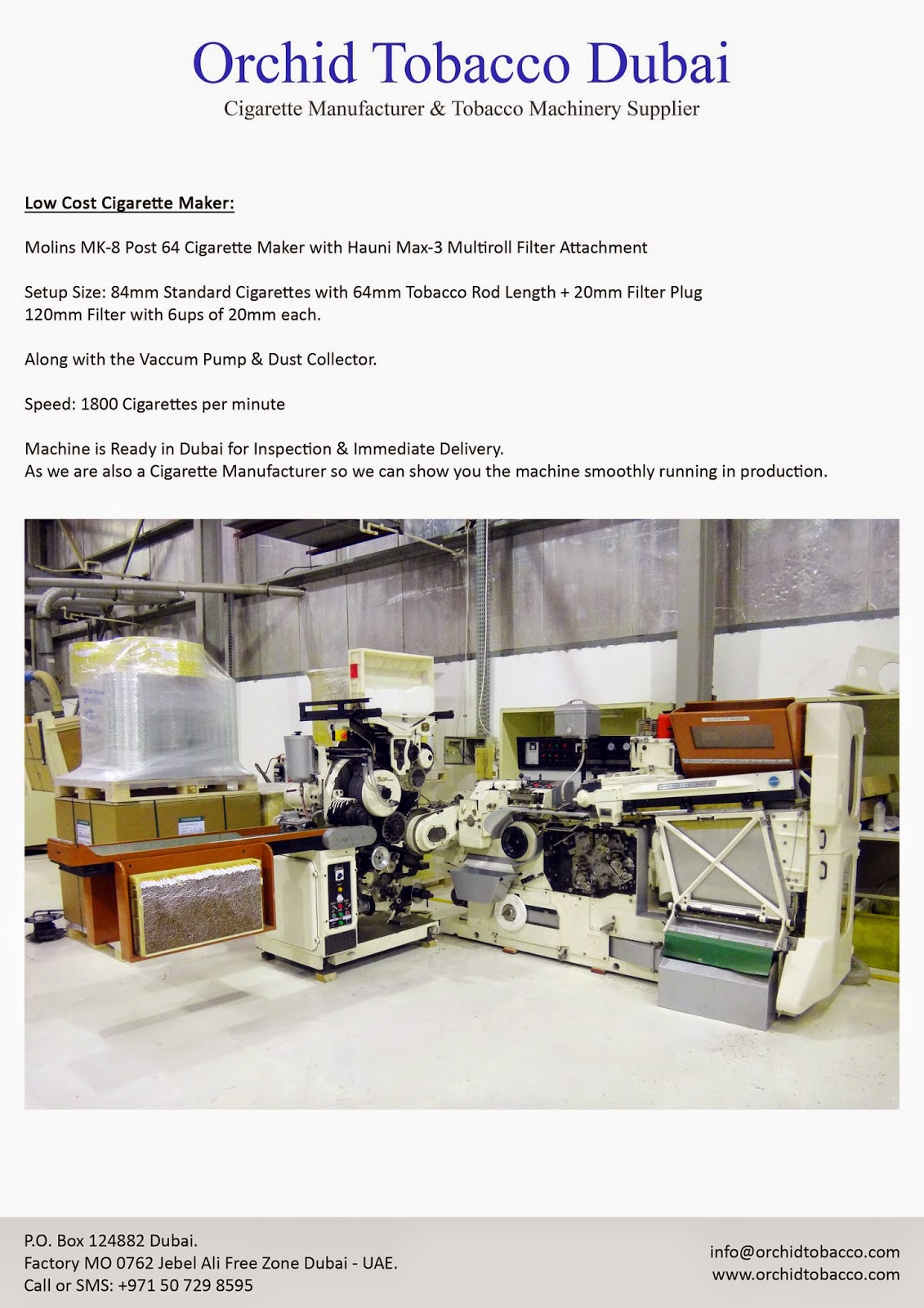 Molins MK8 Post 64 Cigarettes Machine with Max Multiroll Molins MK8