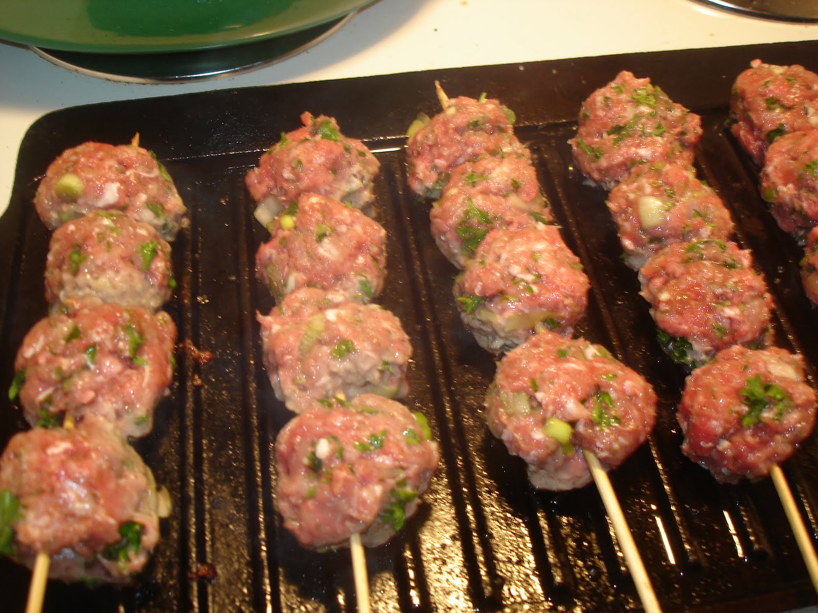The Tiny Skillet Kafta Lebanese meatballs on a stick!