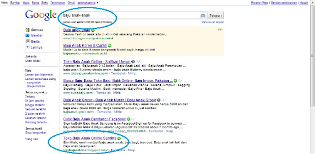 SERP SEO Dasar Google untuk Toko Baju Sabrina SERP SEO Dasar Google untuk Toko Baju Sabrina