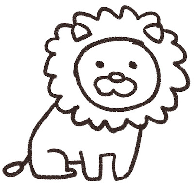 ライオンのイラスト（動物） 白黒線画