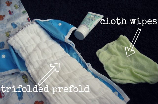 trifolded prefold, cloth diaper, pul cover, baby wash cloths, cloth wipes