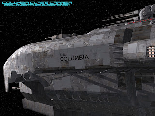 United Nations Exploratory Force, emphasis on the "Force." The bows and pennant of a large fictional spacecraft