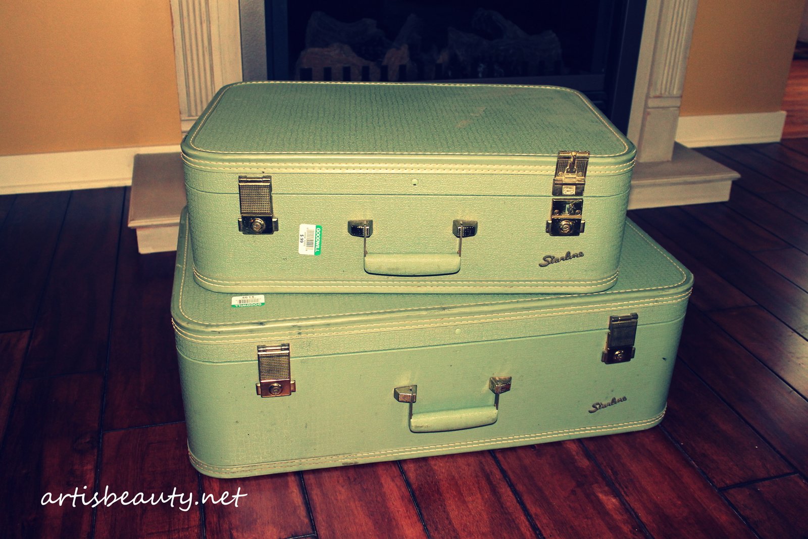 ART IS BEAUTY dumpster dive/vintage suitcase....made BEAUTIFUL