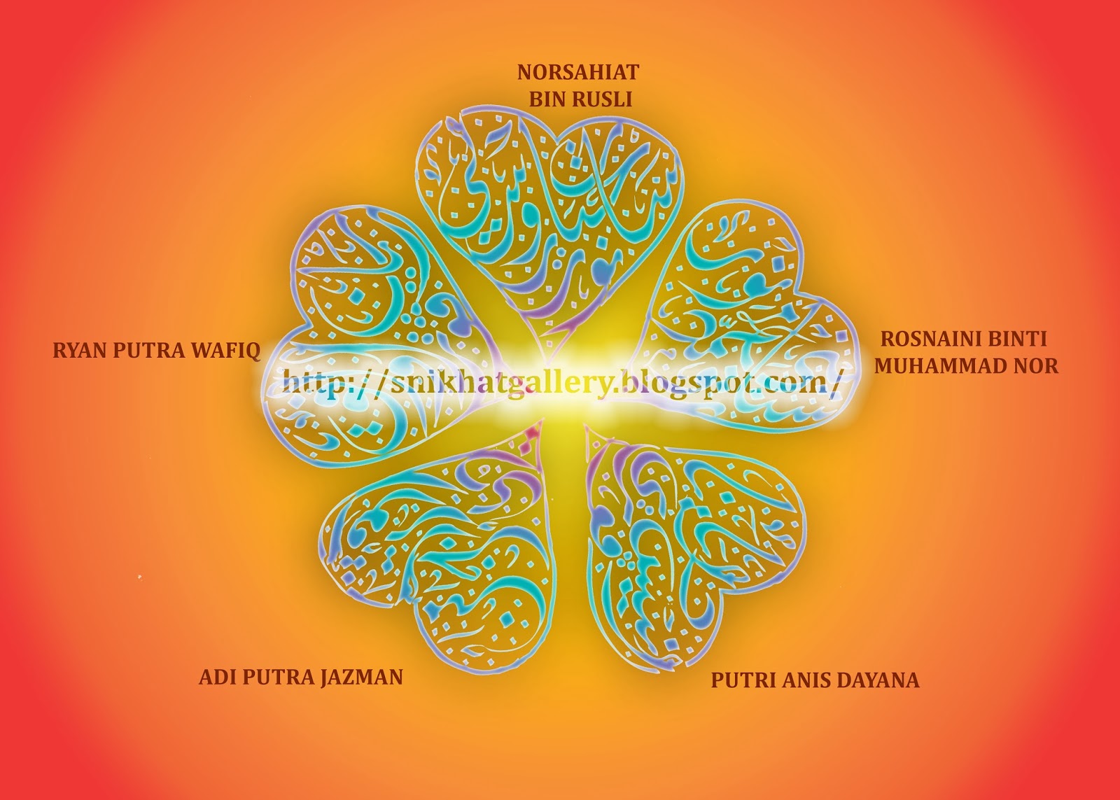 S.N.I KHAT GALLERY: Tempahan Khat Nama (5 Nama) Bentuk LOVE