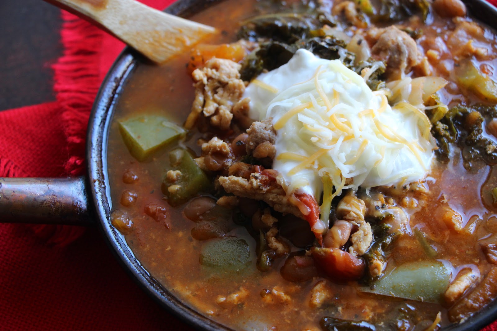 Spicy Turkey and Kale Chili Breakfast At Carol's
