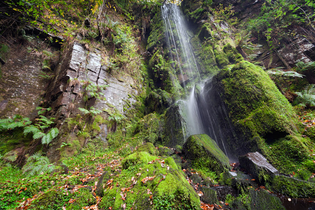 Small waterfall at Melincourt Falls in the Brecon Beacons by Martyn Ferry Photography