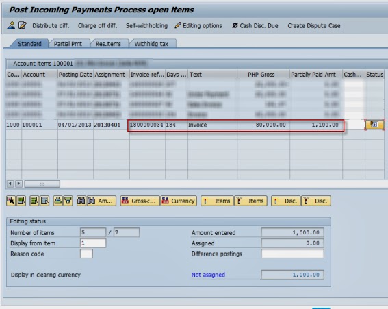 my sap financials how to easily identify partial payment and or