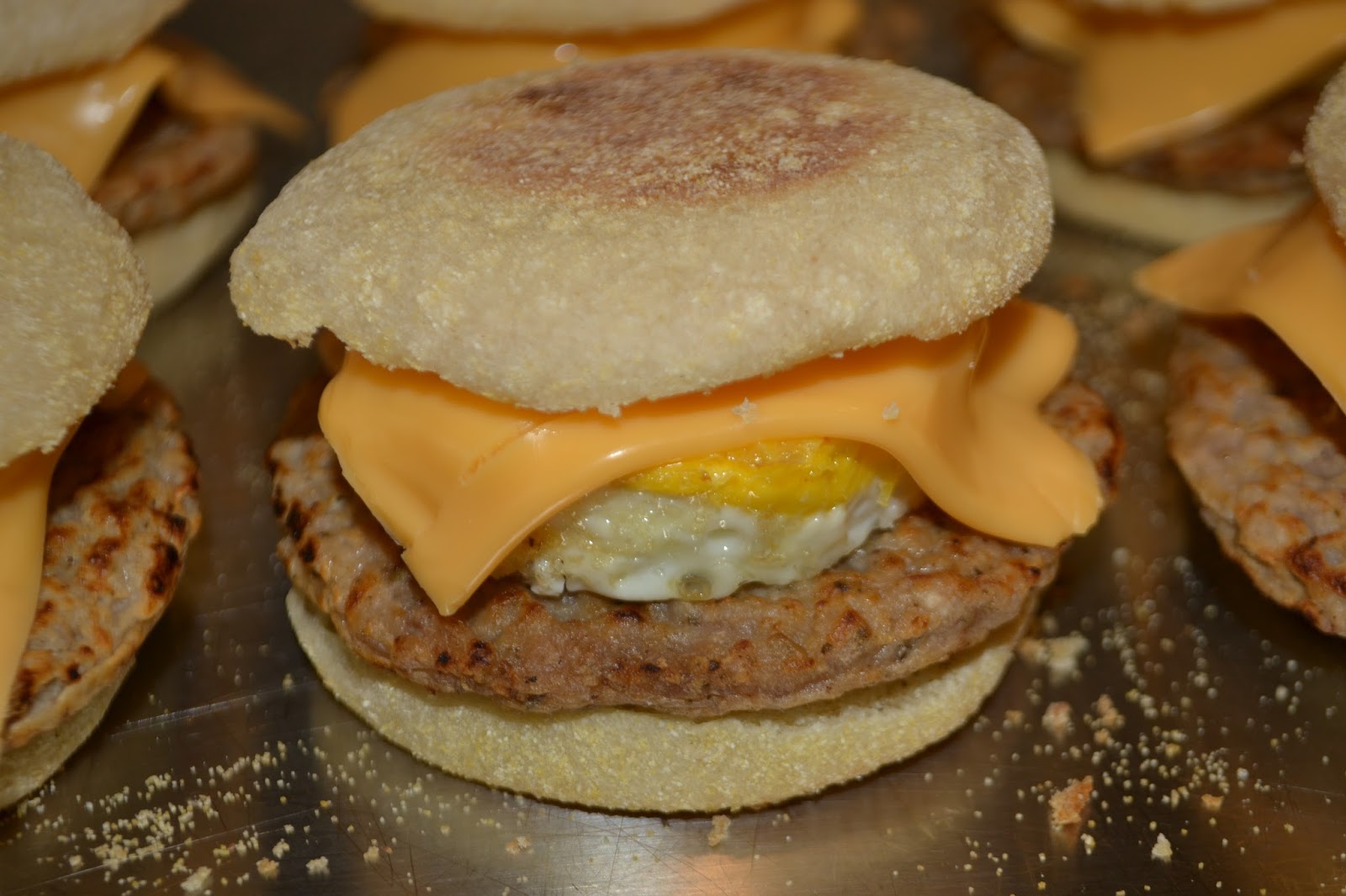 7kidsathome Sausage, Egg and Cheese on English Muffins=Breakfast