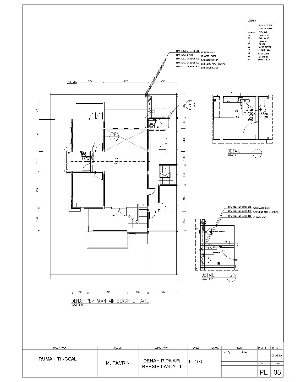 Building Utilities Domestic Water Distribution at Housing Example